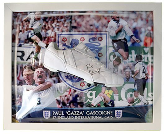Paul 'GAZZA' Gascoigne Signed boot England - Memorabilia Framers Shop